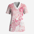 Australia Personalized Scrub Top Breast Cancer Pink Ribbon - Marble Roses - Aussie Hoodie