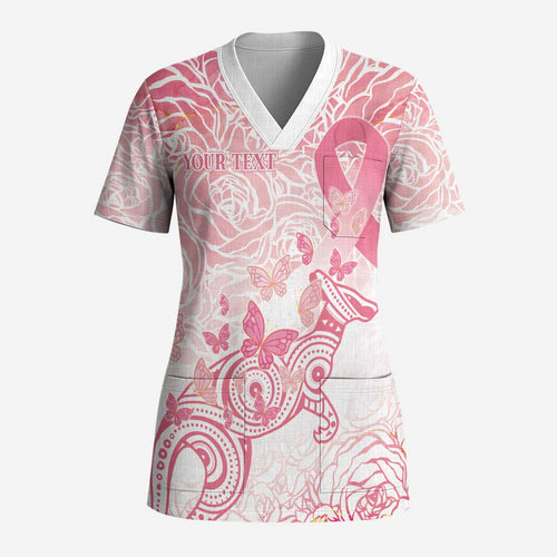 Australia Personalized Scrub Top Breast Cancer Pink Ribbon - Marble Roses - Aussie Hoodie