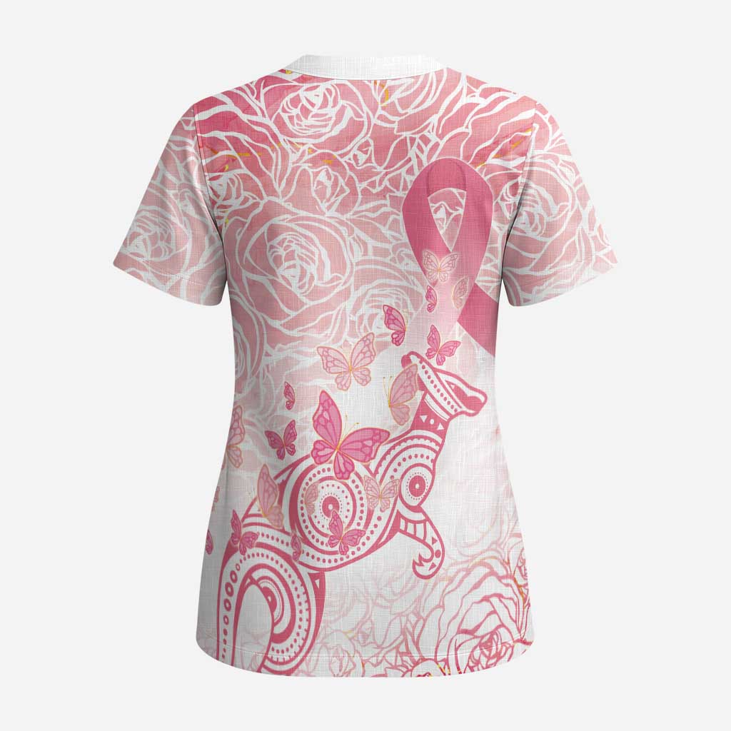Australia Personalized Scrub Top Breast Cancer Pink Ribbon - Marble Roses - Aussie Hoodie