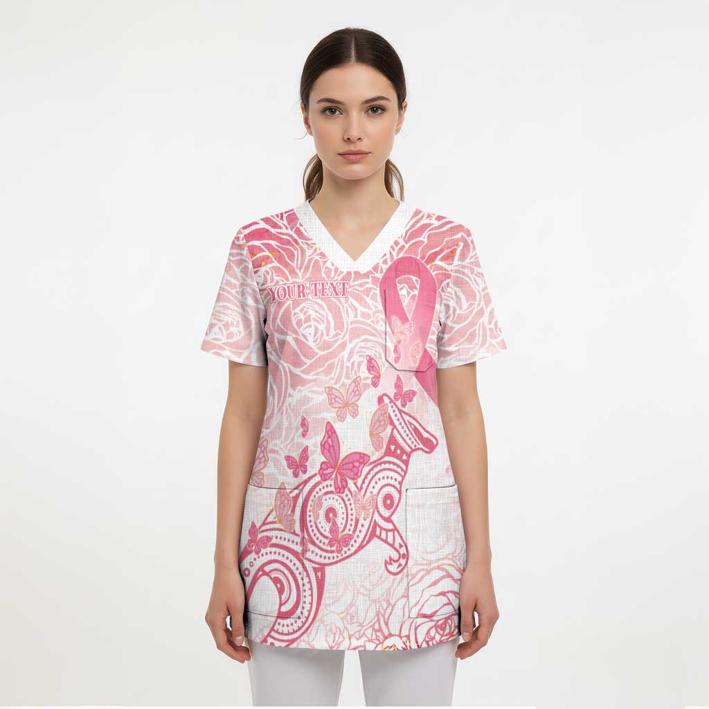 Australia Personalized Scrub Top Breast Cancer Pink Ribbon - Marble Roses - Aussie Hoodie