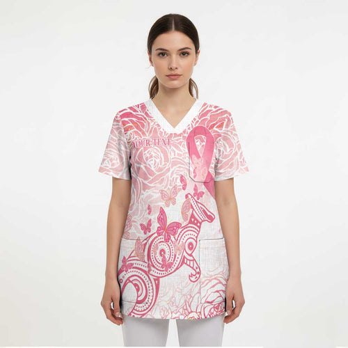 Australia Personalized Scrub Top Breast Cancer Pink Ribbon - Marble Roses - Aussie Hoodie