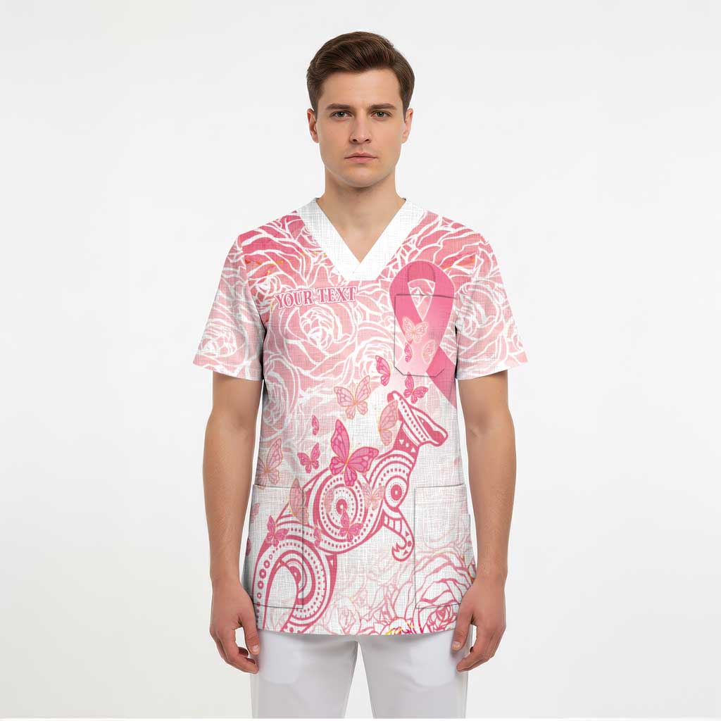 Australia Personalized Scrub Top Breast Cancer Pink Ribbon - Marble Roses - Aussie Hoodie