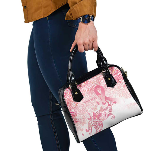 Australia Personalized Shoulder Handbag Breast Cancer Pink Ribbon - Marble Roses