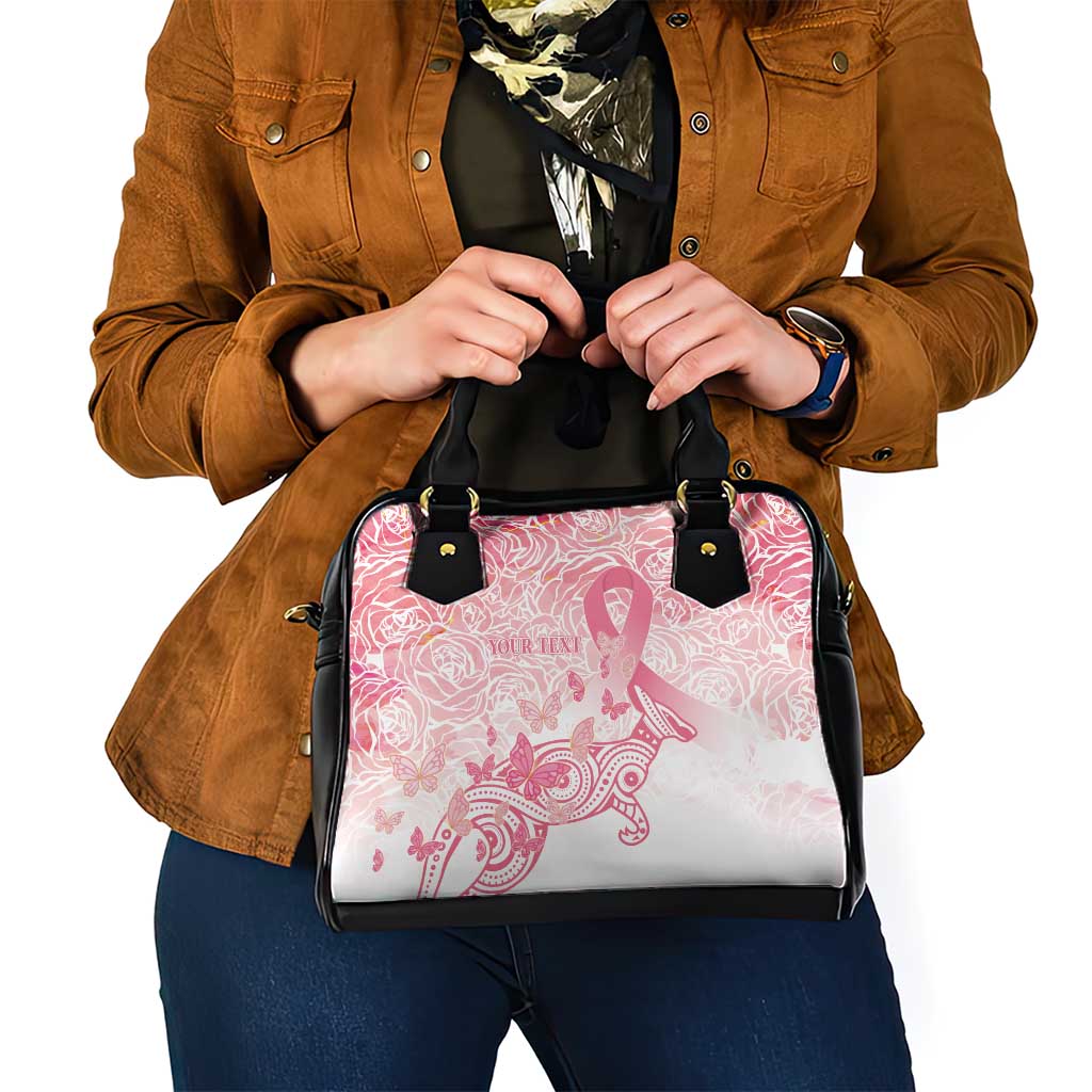 Australia Personalized Shoulder Handbag Breast Cancer Pink Ribbon - Marble Roses