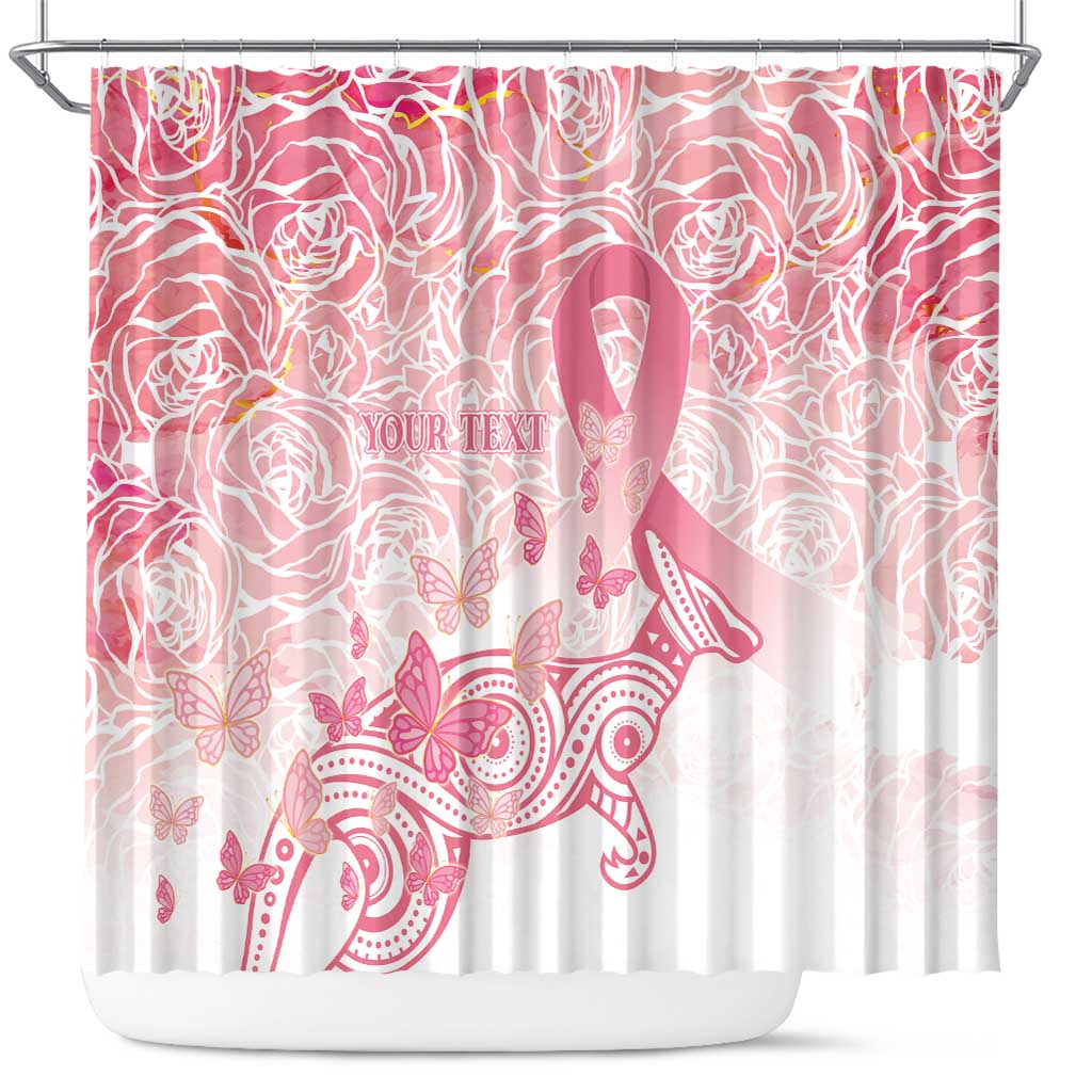 Australia Personalized Shower Curtain Breast Cancer Pink Ribbon - Marble Roses