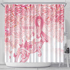 Australia Personalized Shower Curtain Breast Cancer Pink Ribbon - Marble Roses