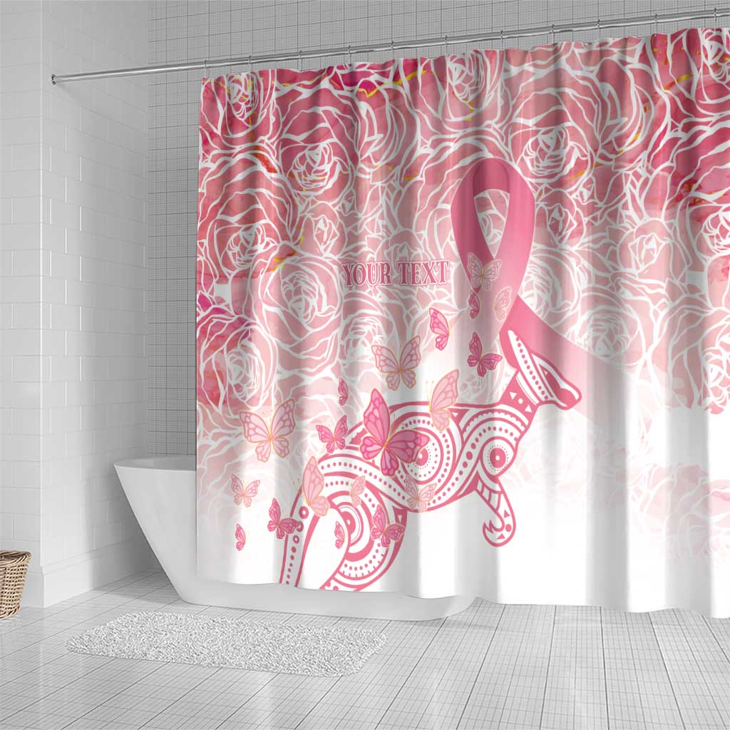 Australia Personalized Shower Curtain Breast Cancer Pink Ribbon - Marble Roses