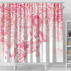 Australia Personalized Shower Curtain Breast Cancer Pink Ribbon - Marble Roses