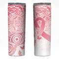 Australia Personalized Skinny Tumbler Breast Cancer Pink Ribbon - Marble Roses