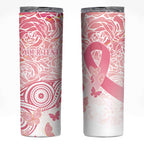 Australia Personalized Skinny Tumbler Breast Cancer Pink Ribbon - Marble Roses