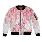 Australia Personalized Sleeve Zip Bomber Jacket Breast Cancer Pink Ribbon - Marble Roses