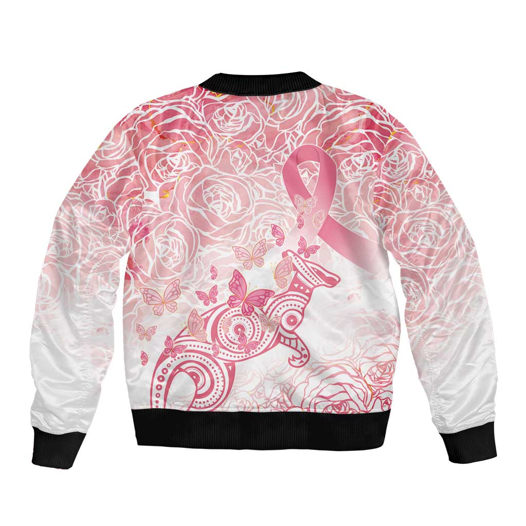 Australia Personalized Sleeve Zip Bomber Jacket Breast Cancer Pink Ribbon - Marble Roses