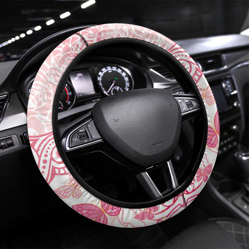 Australia Steering Wheel Cover Breast Cancer Pink Ribbon - Marble Roses