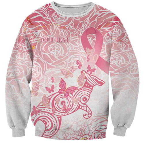 Australia Personalized Sweatshirt Breast Cancer Pink Ribbon - Marble Roses