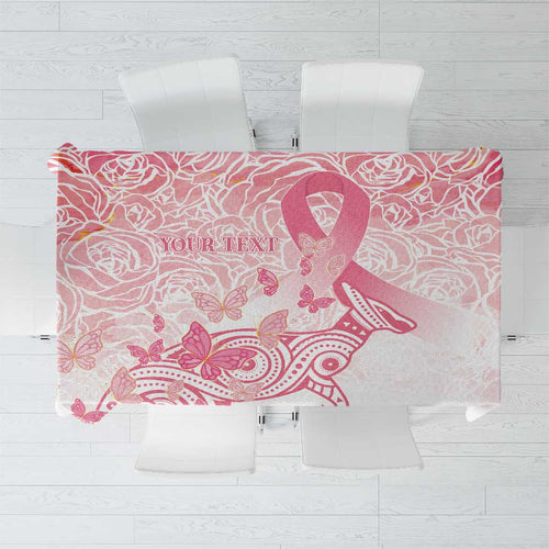 Australia Personalized Tablecloth Breast Cancer Pink Ribbon - Marble Roses