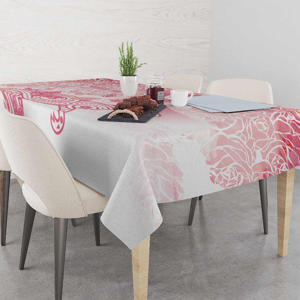 Australia Personalized Tablecloth Breast Cancer Pink Ribbon - Marble Roses