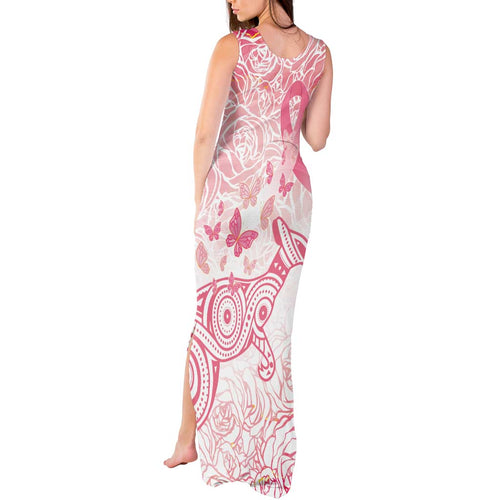 Australia Personalized Tank Maxi Dress Breast Cancer Pink Ribbon - Marble Roses