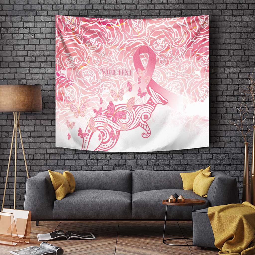 Australia Personalized Tapestry Breast Cancer Pink Ribbon - Marble Roses