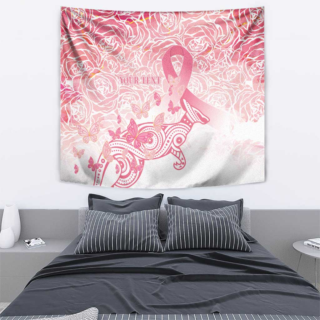 Australia Personalized Tapestry Breast Cancer Pink Ribbon - Marble Roses