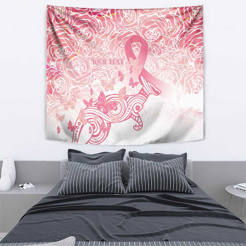Australia Personalized Tapestry Breast Cancer Pink Ribbon - Marble Roses
