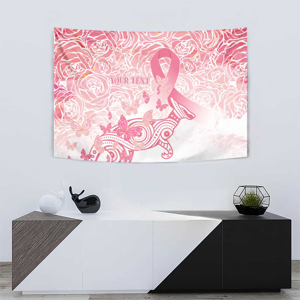 Australia Personalized Tapestry Breast Cancer Pink Ribbon - Marble Roses