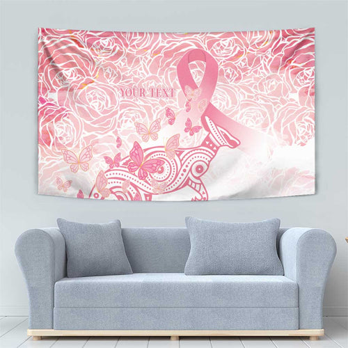 Australia Personalized Tapestry Breast Cancer Pink Ribbon - Marble Roses