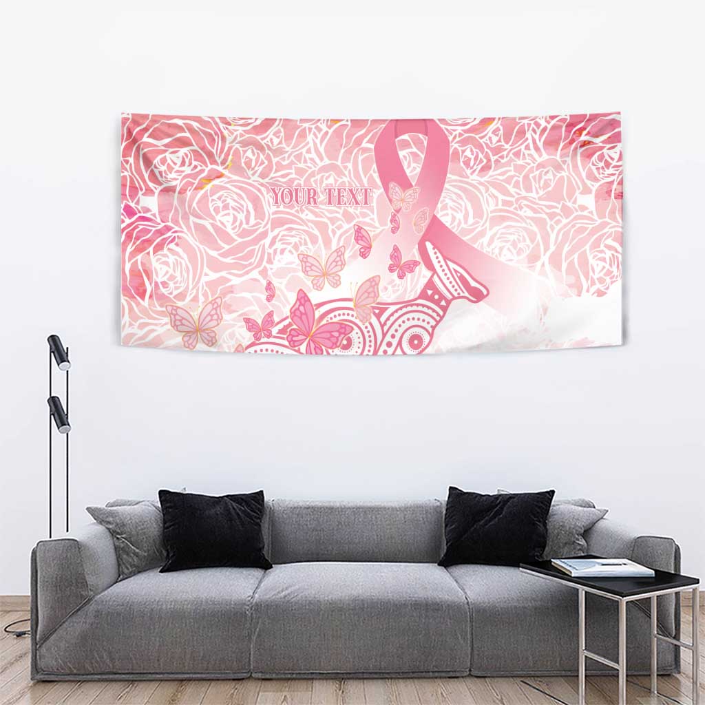 Australia Personalized Tapestry Breast Cancer Pink Ribbon - Marble Roses