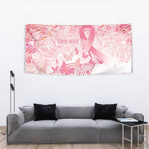 Australia Personalized Tapestry Breast Cancer Pink Ribbon - Marble Roses