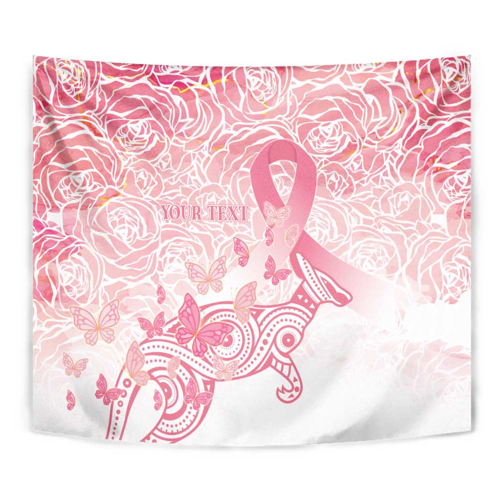 Australia Personalized Tapestry Breast Cancer Pink Ribbon - Marble Roses