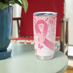 Australia Personalized Tumbler Cup Breast Cancer Pink Ribbon - Marble Roses