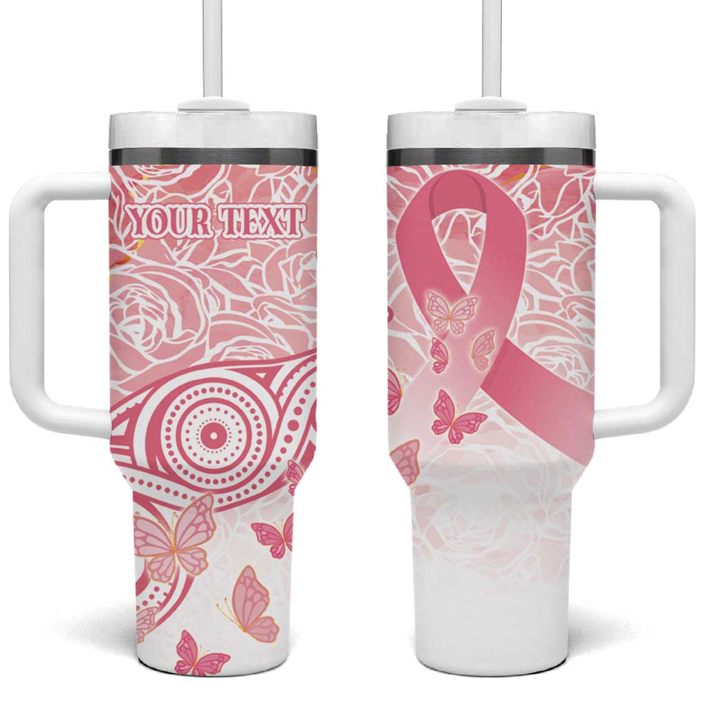 Australia Personalized Tumbler With Handle Breast Cancer Pink Ribbon - Marble Roses