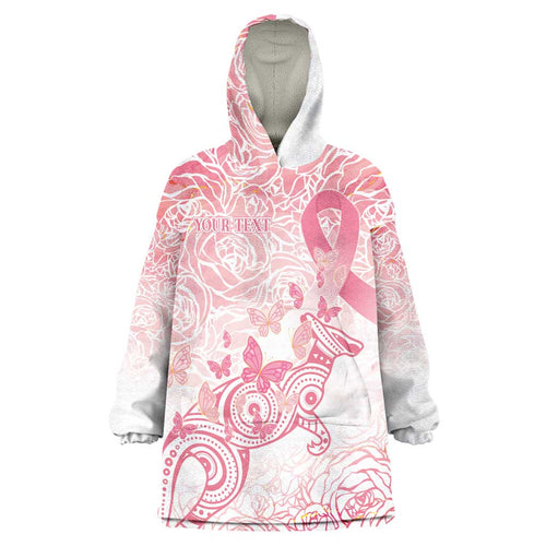 Australia Personalized Wearable Blanket Hoodie Breast Cancer Pink Ribbon - Marble Roses