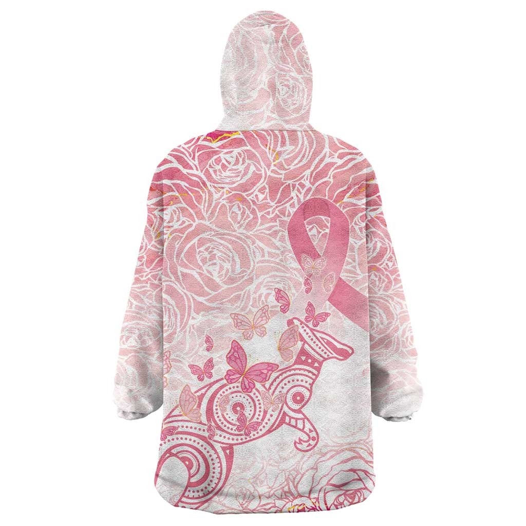 Australia Personalized Wearable Blanket Hoodie Breast Cancer Pink Ribbon - Marble Roses