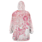 Australia Personalized Wearable Blanket Hoodie Breast Cancer Pink Ribbon - Marble Roses