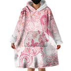 Australia Personalized Wearable Blanket Hoodie Breast Cancer Pink Ribbon - Marble Roses