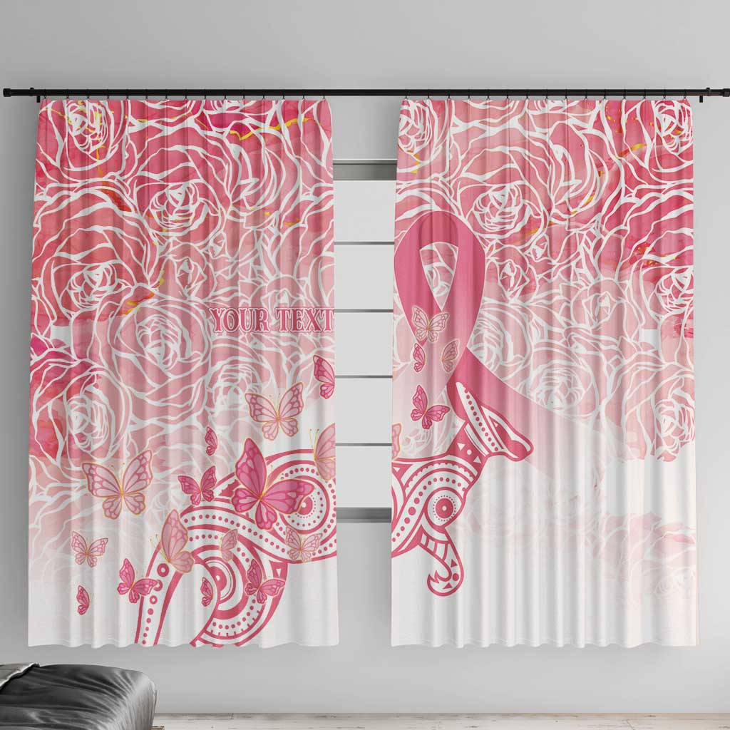 Australia Personalized Window Curtain Breast Cancer Pink Ribbon - Marble Roses