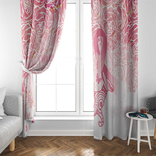 Australia Personalized Window Curtain Breast Cancer Pink Ribbon - Marble Roses
