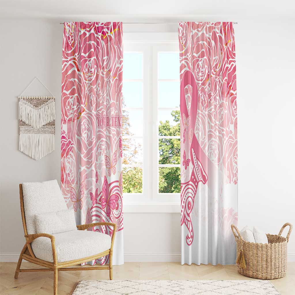 Australia Personalized Window Curtain Breast Cancer Pink Ribbon - Marble Roses