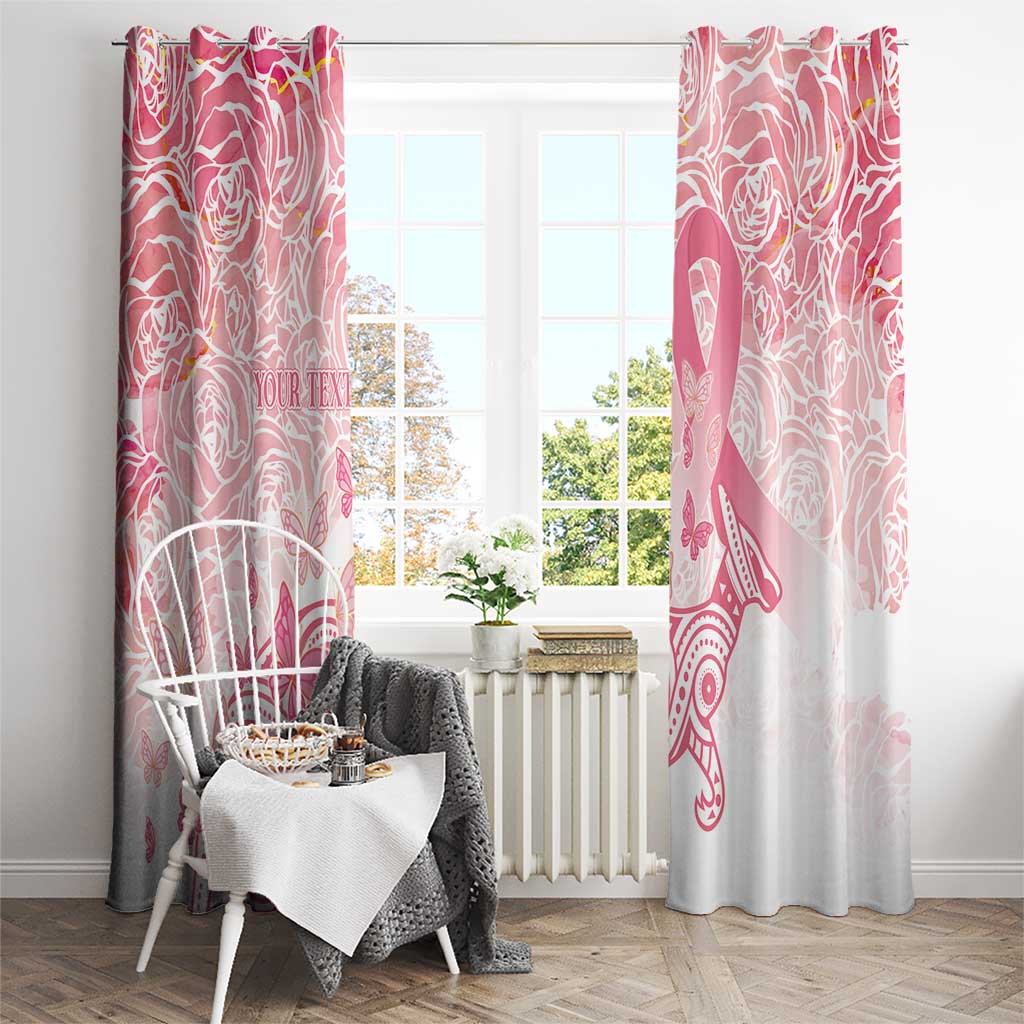 Australia Personalized Window Curtain Breast Cancer Pink Ribbon - Marble Roses