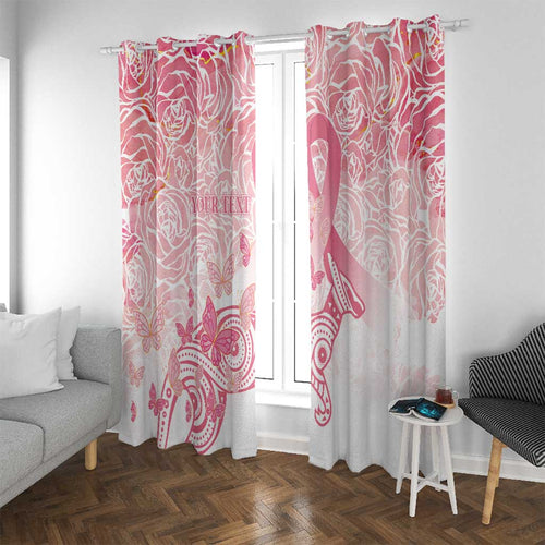 Australia Personalized Window Curtain Breast Cancer Pink Ribbon - Marble Roses