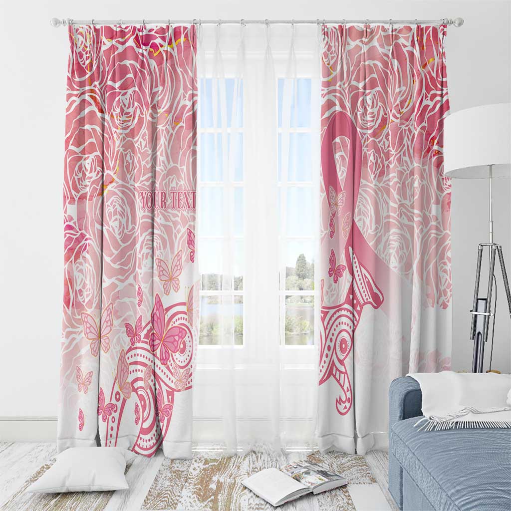 Australia Personalized Window Curtain Breast Cancer Pink Ribbon - Marble Roses