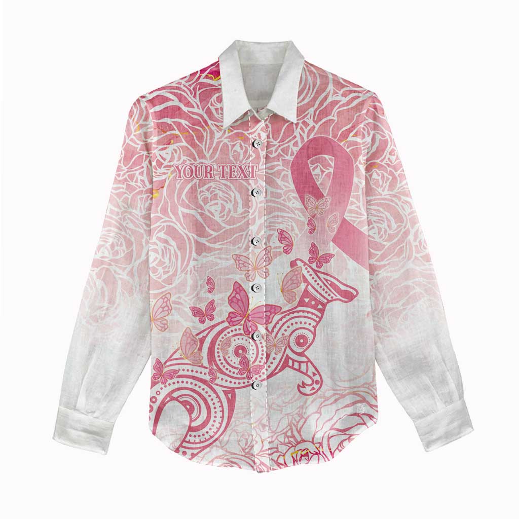 Australia Personalized Women Casual Shirt Breast Cancer Pink Ribbon - Marble Roses