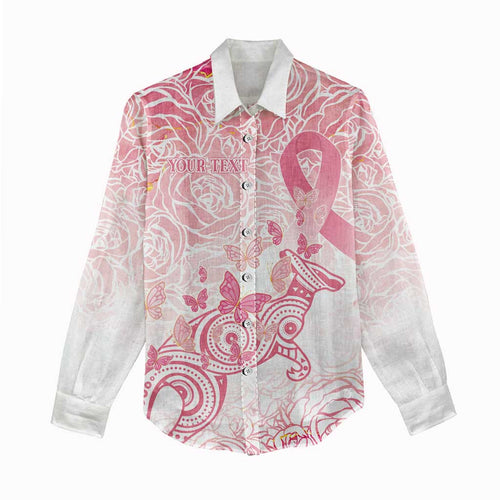 Australia Personalized Women Casual Shirt Breast Cancer Pink Ribbon - Marble Roses