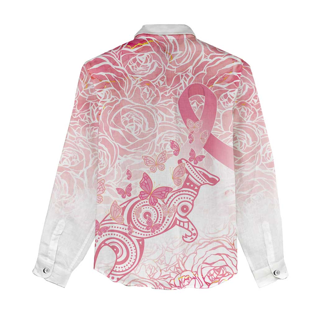 Australia Personalized Women Casual Shirt Breast Cancer Pink Ribbon - Marble Roses