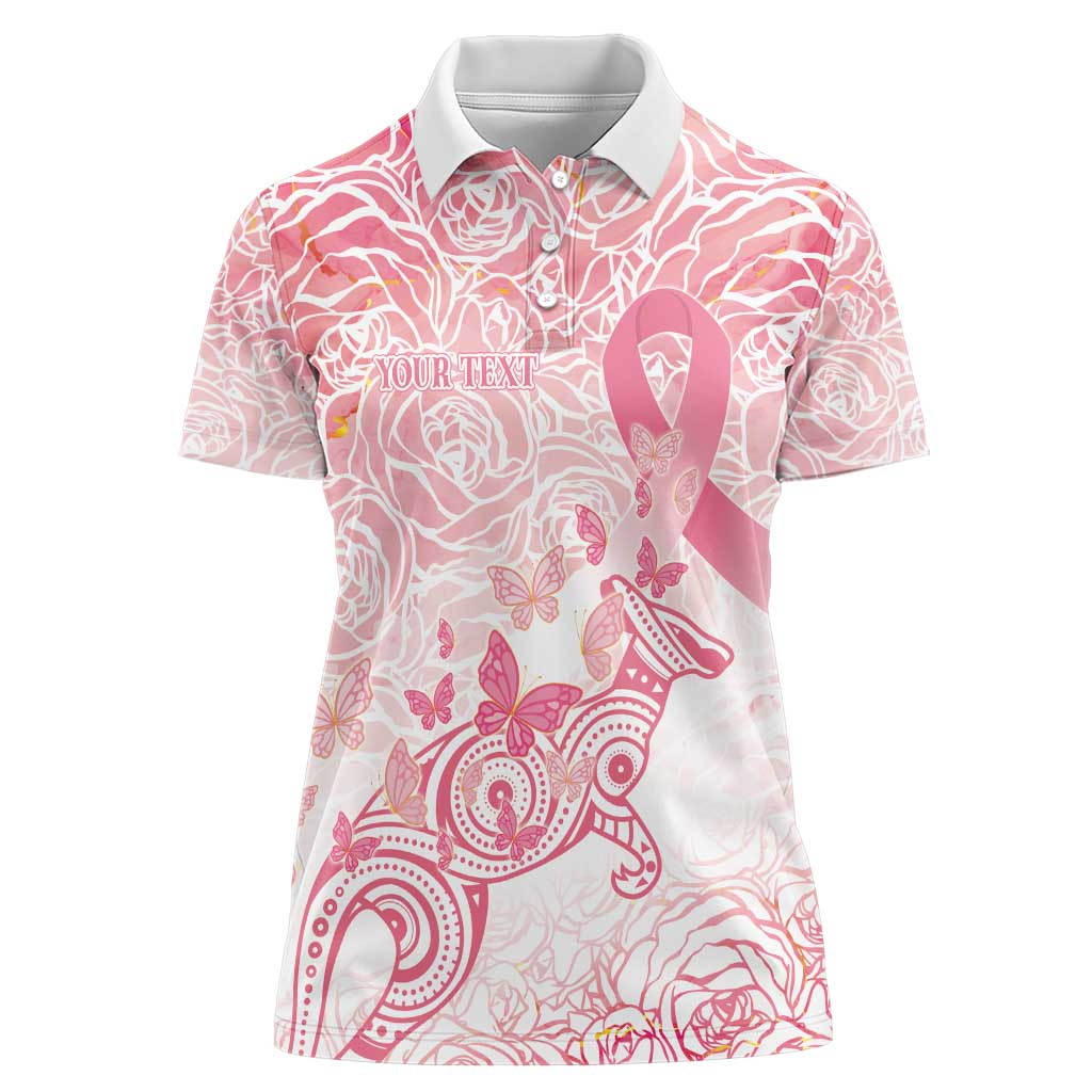 Australia Personalized Women Polo Shirt Breast Cancer Pink Ribbon - Marble Roses