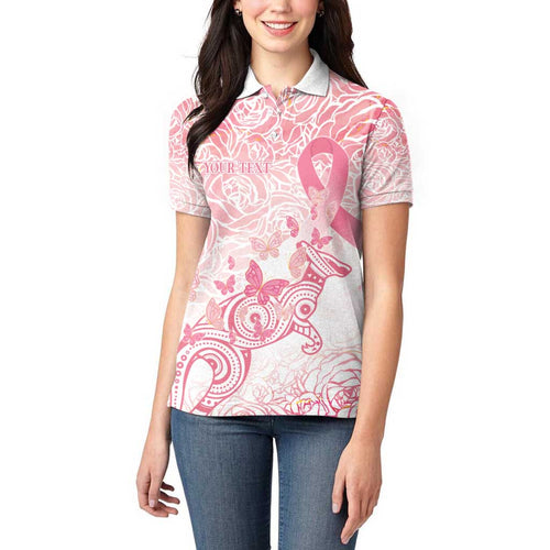 Australia Personalized Women Polo Shirt Breast Cancer Pink Ribbon - Marble Roses