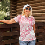 Australia Personalized Women Polo Shirt Breast Cancer Pink Ribbon - Marble Roses