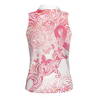 Australia Personalized Women Sleeveless Polo Shirt Breast Cancer Pink Ribbon - Marble Roses
