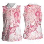 Australia Personalized Women Sleeveless Polo Shirt Breast Cancer Pink Ribbon - Marble Roses