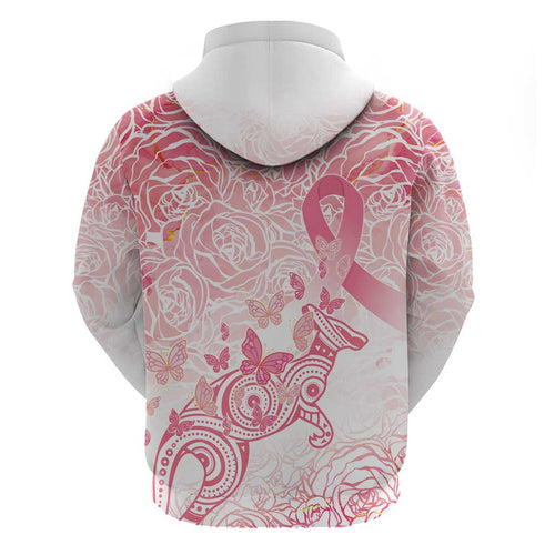 Australia Personalized Zip Hoodie Breast Cancer Pink Ribbon - Marble Roses